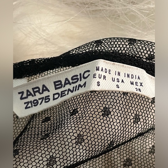 ZARA Basic Original black tulle embroidered top Sz Small Women - Picture 8 of 8